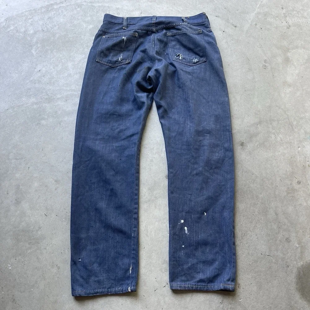 Vintage‎ 50s 60s Ranchcraft Jeans Blue Distressed Repaired Denim USA Talon 32x30